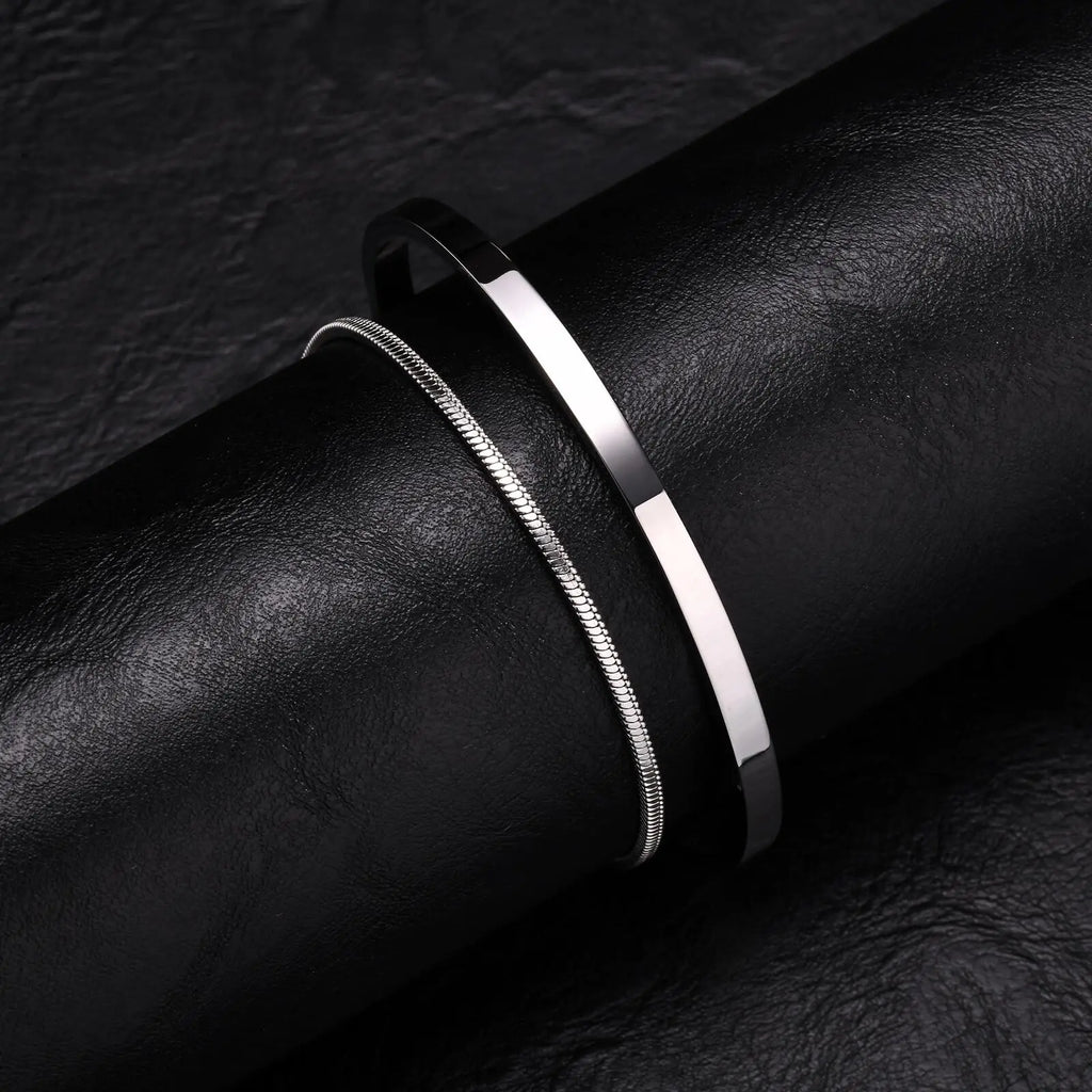 Trendigt armband  för män – 2‑pack i rostfritt stål