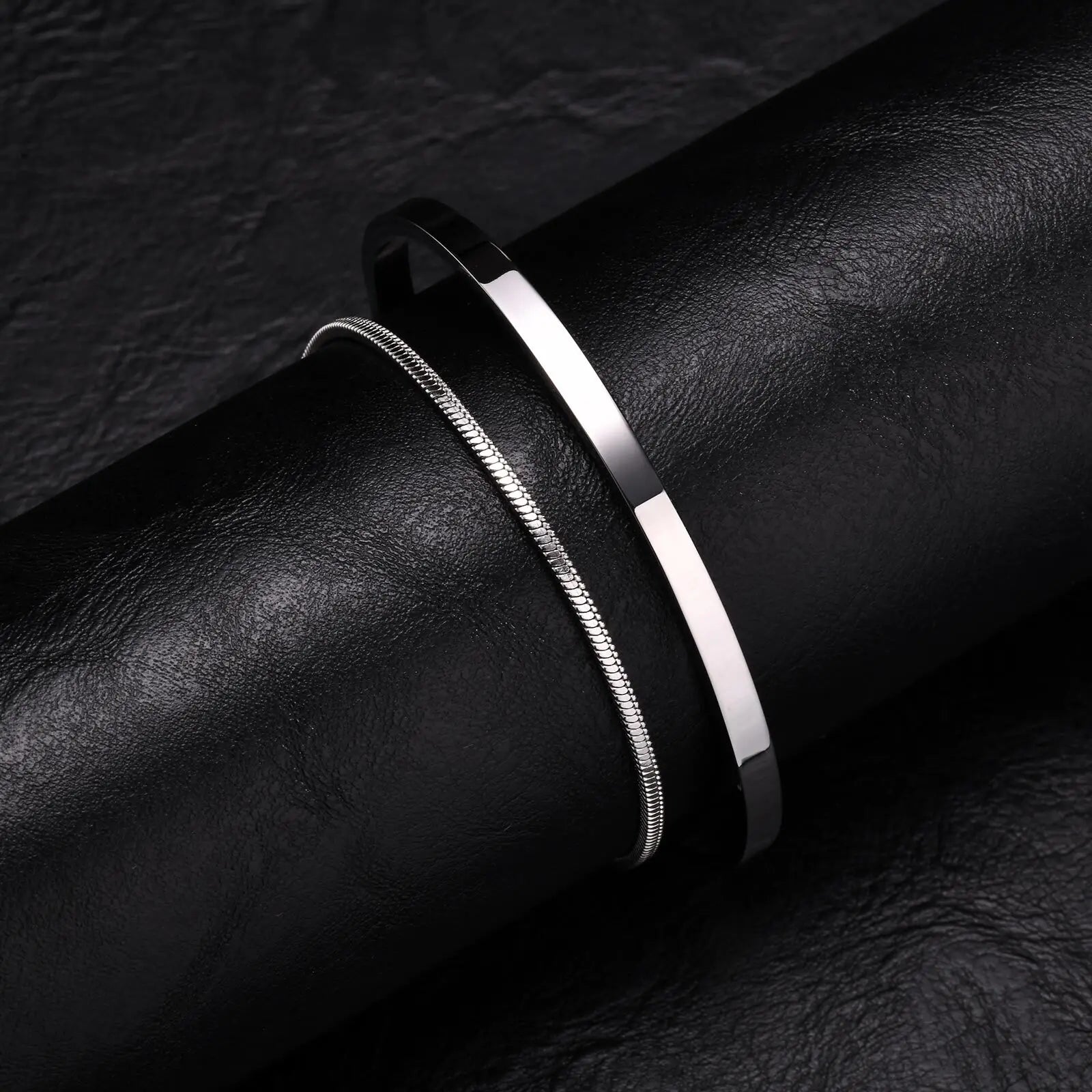 Trendigt armband  för män – 2‑pack i rostfritt stål