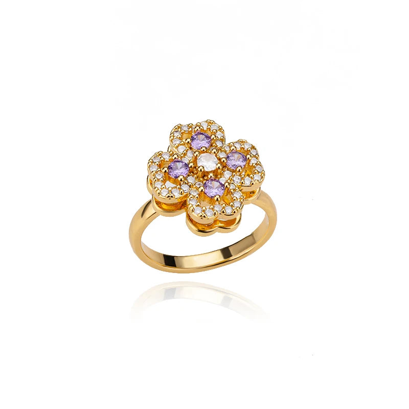 Ring dam – hjärtring med zirkonia bladformade