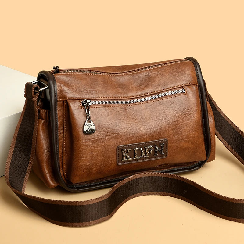 Retro Boston‑väska i PU‑läder – dam axelväska i klassisk stil