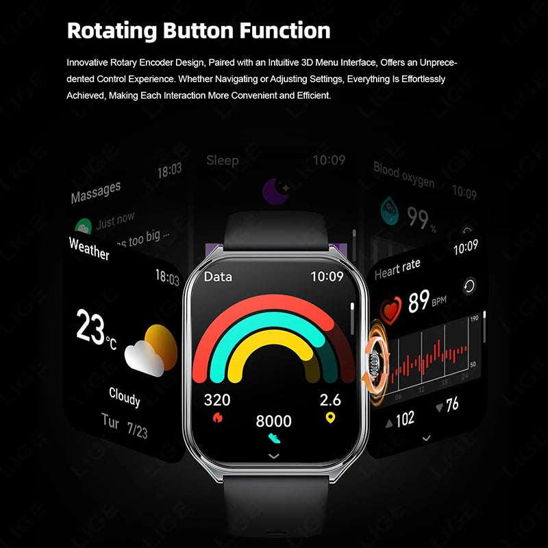 LIGE Ultra Thin Smartwatch 1.96” – AMOLED & Bluetooth-samtal