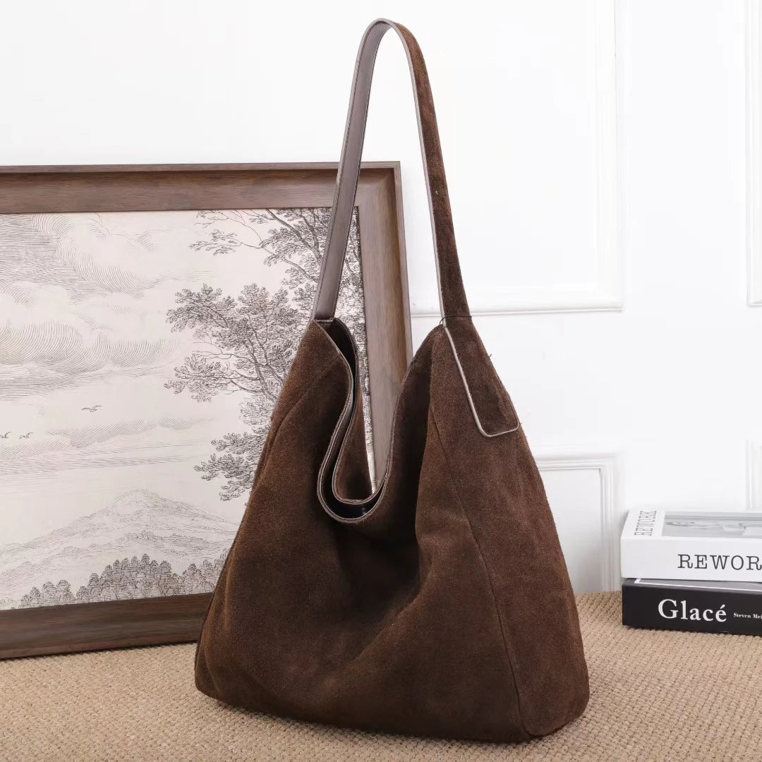 Mockaväska dam stor – suede tote