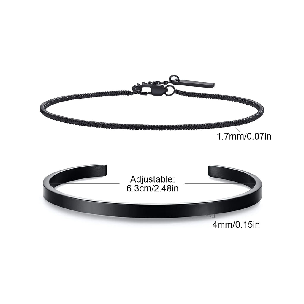 Trendigt armband  för män – 2‑pack i rostfritt stål