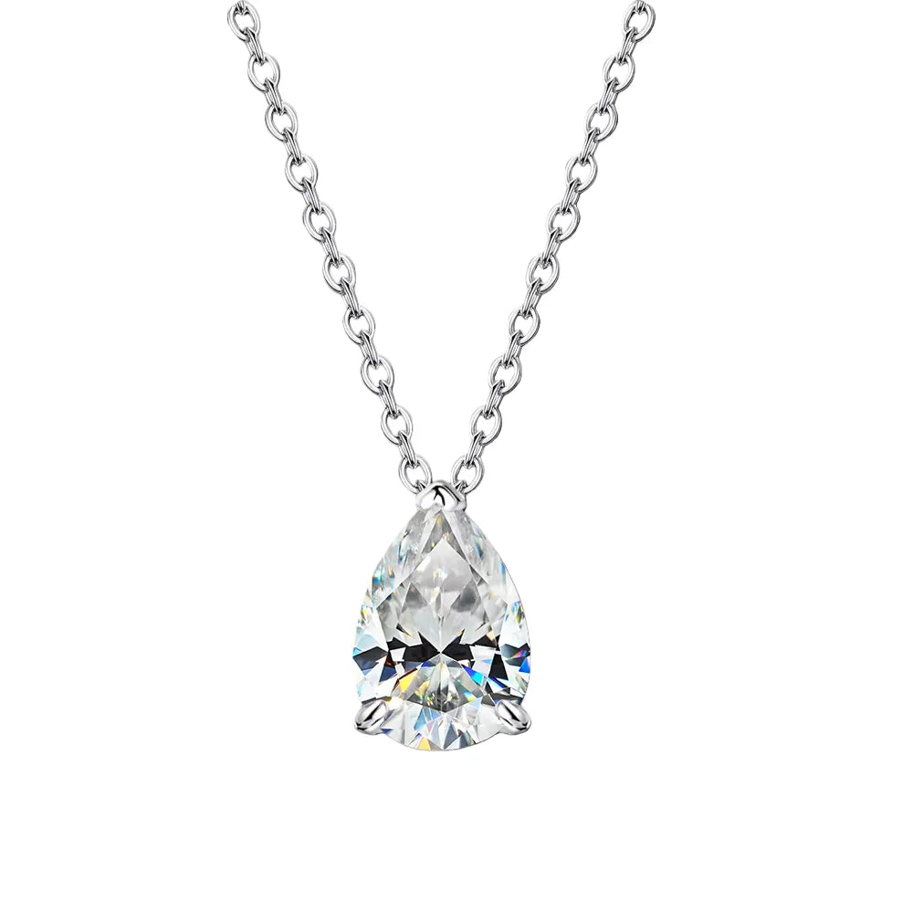 WSHUO moissanithalsband dam – droppformad sten i 925 sterlingsilver