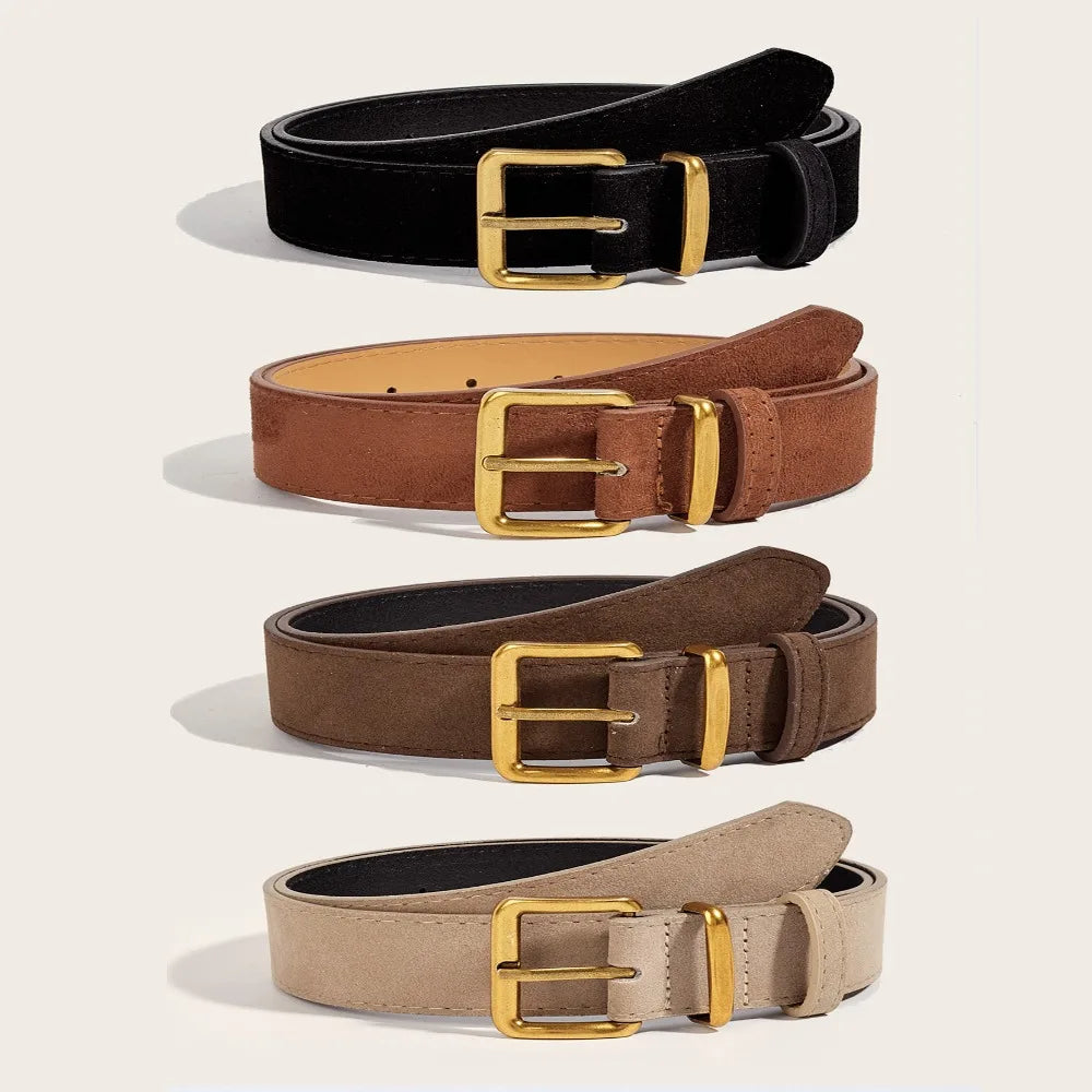 Dam­bälte i PU‑läder med metallspänne – Stilrent modebälte 3,3 cm