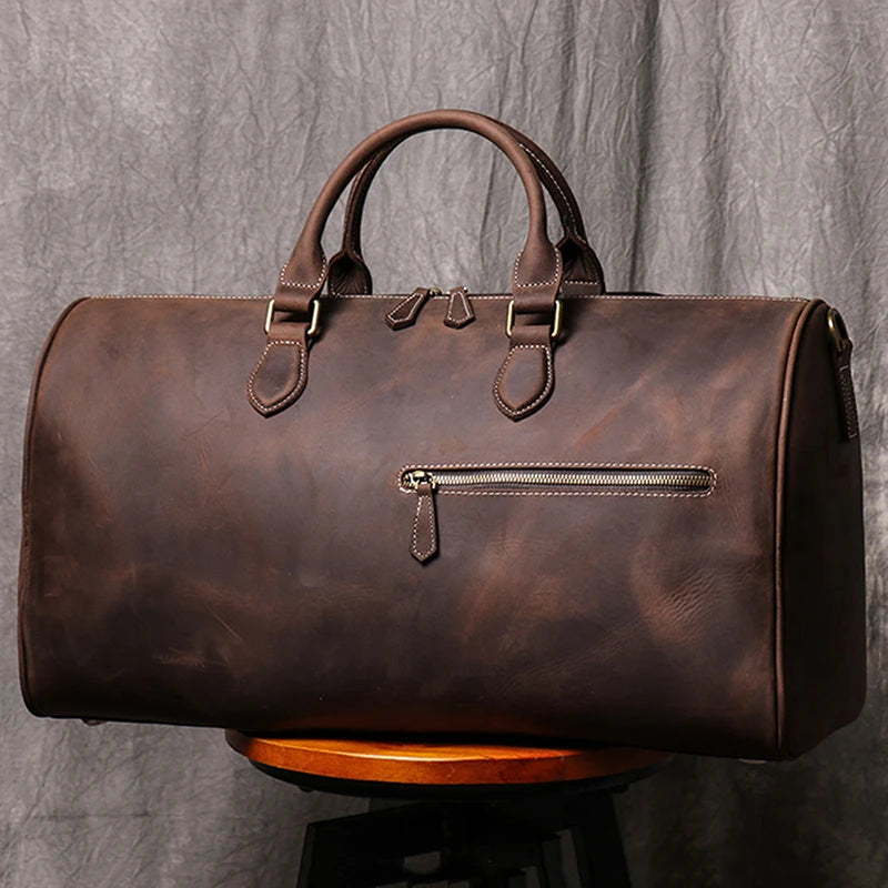 Resväska i äkta läder – Vintage duffel bag