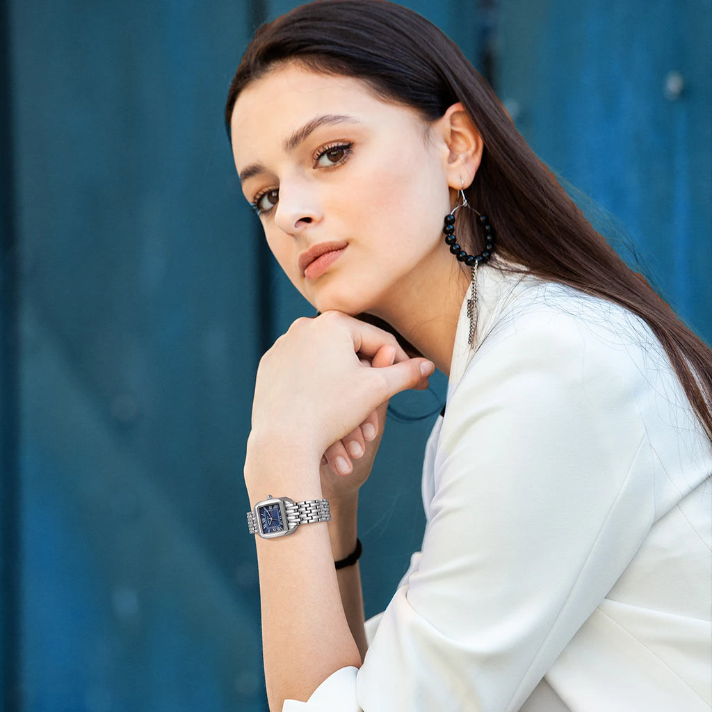 BERNY fyrkantig damklocka i rostfritt stål – elegant quartz