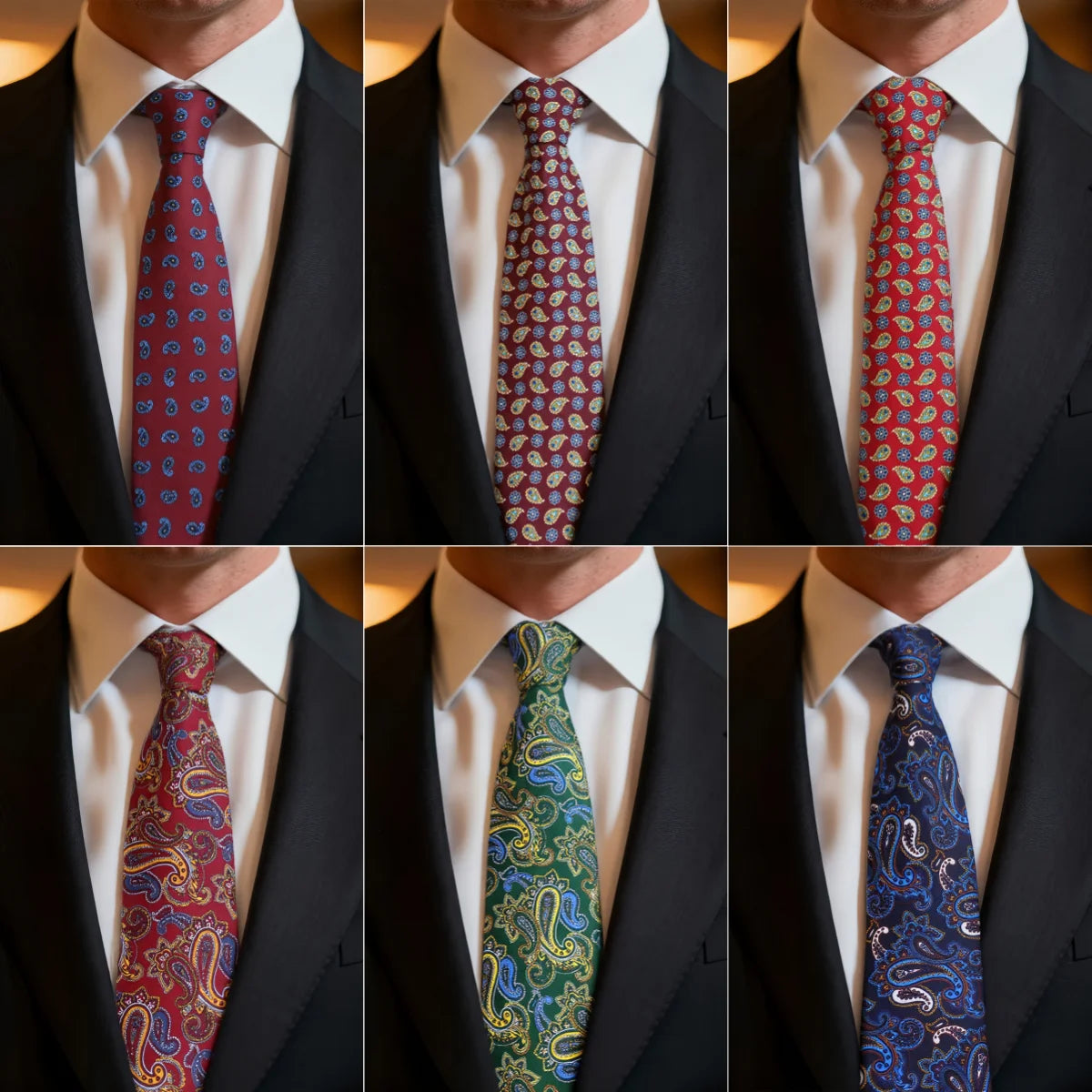 Paisleyslips Röd/Blå 9 cm – Elegant & modern stil