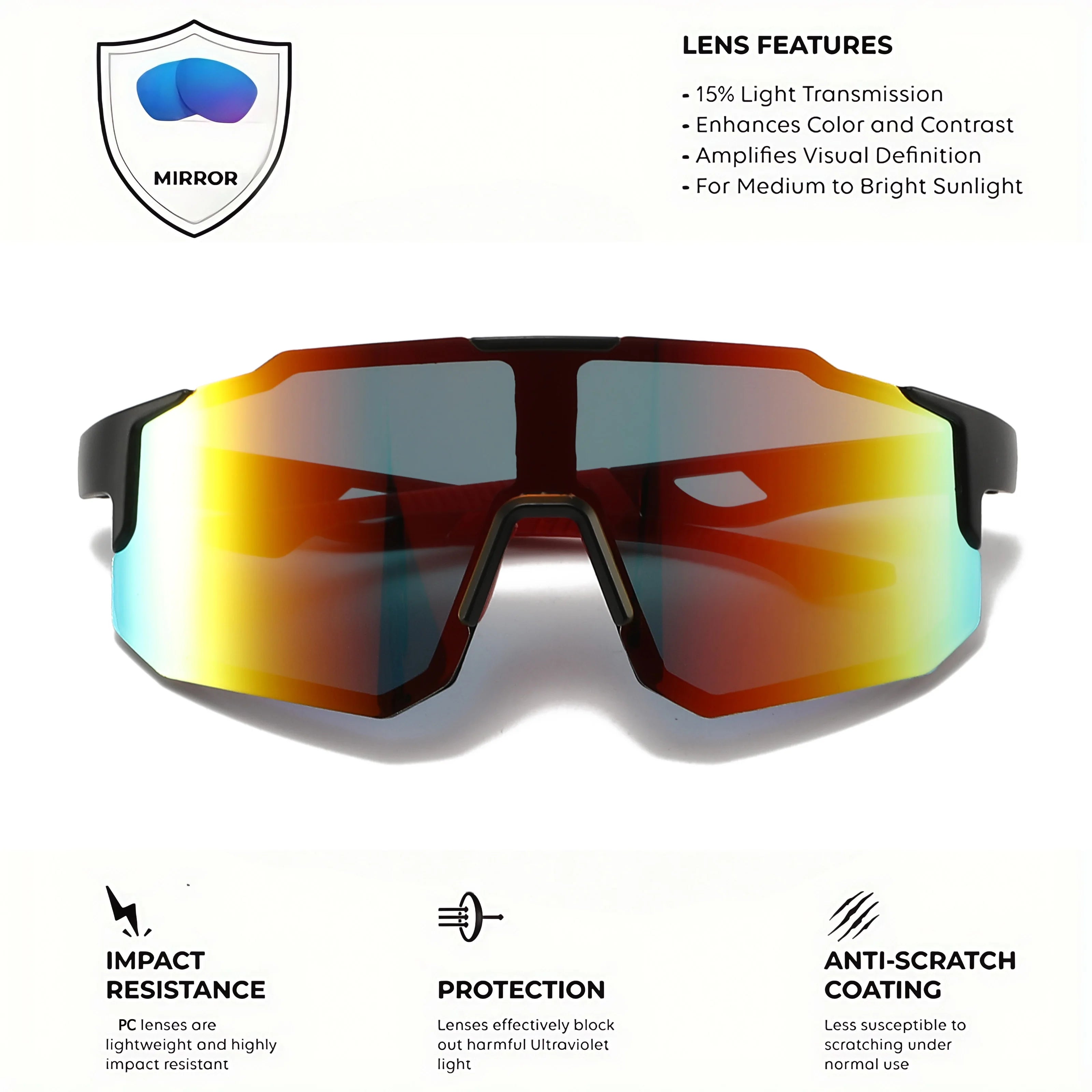 Oversized Sport Solglasögon – Wraparound UV400 Unisex