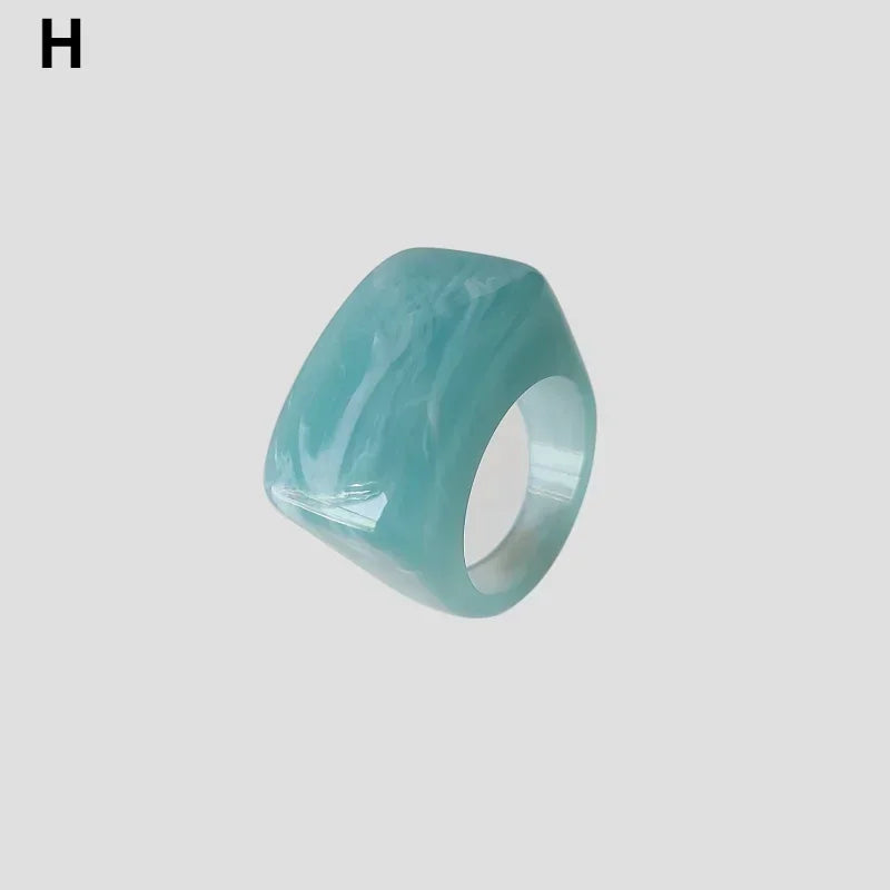 Vintage ring i resin & akryl – Geometrisk fyrkantig design för dam & herr