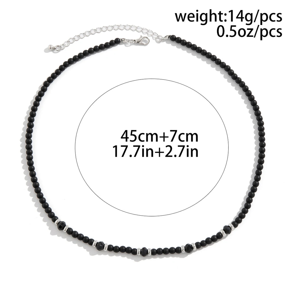 Pärlhalsband herr svart – hiphop choker med kristallpärlor
