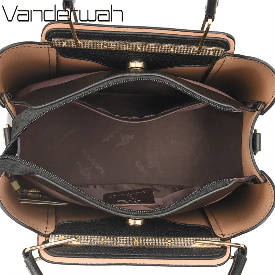 Axelväska dam 3-fack – stor shopper & crossbody