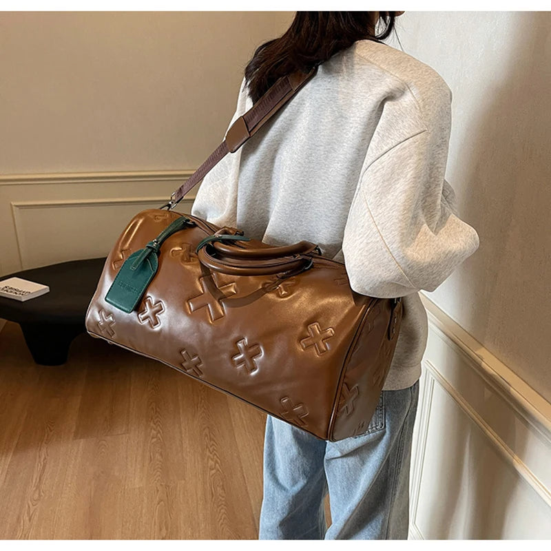 Dam weekendbag i PU-läder för resor och träning