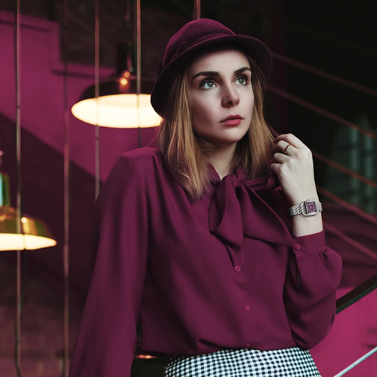 BERNY fyrkantig damklocka i rostfritt stål – elegant quartz