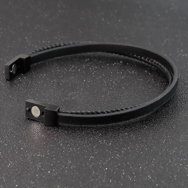 Läderarmband herr – flätat armband i dubbel design