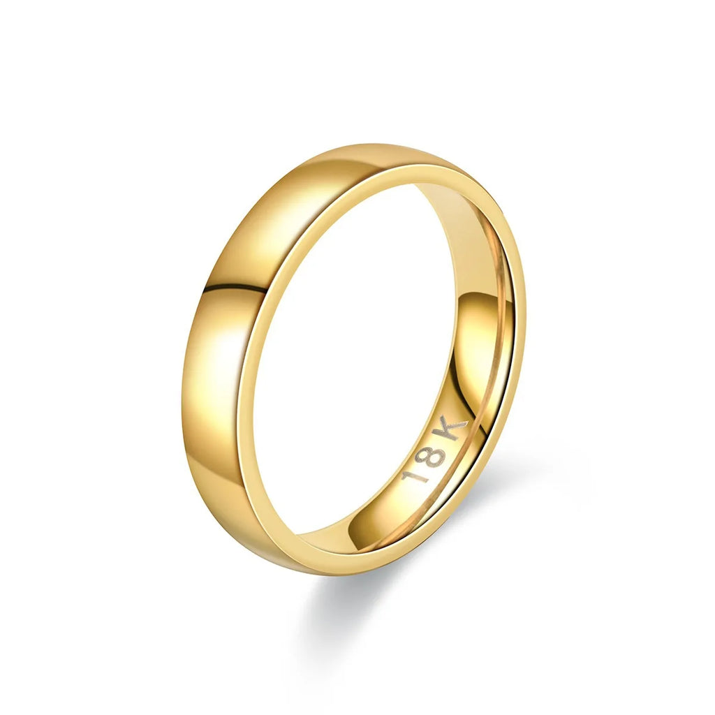 Guldfärgad ring i rostfritt stål – 24 karat‑pläterad vigselring 4 mm