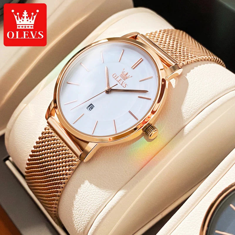 Damklocka OLEVS Quartz Roséguld Set