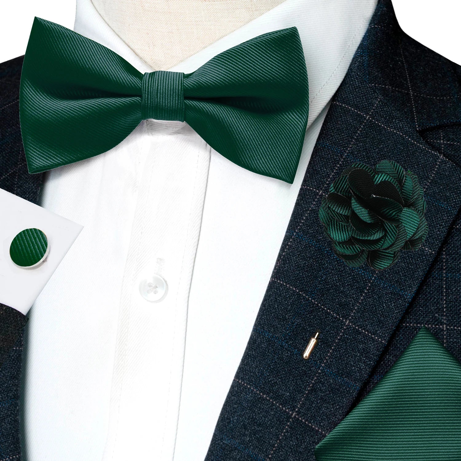 Herrset i siden - Slips, fluga, näsduk, slipsnål –  Finns i flera varianter