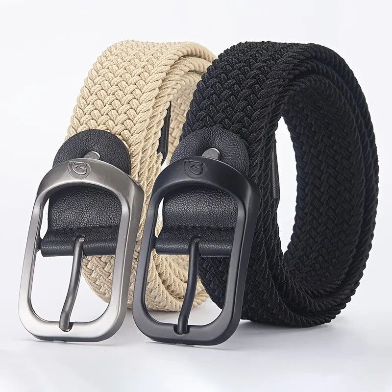 Flätat elastiskt bälte unisex – justerbart fritidsbälte utan hål