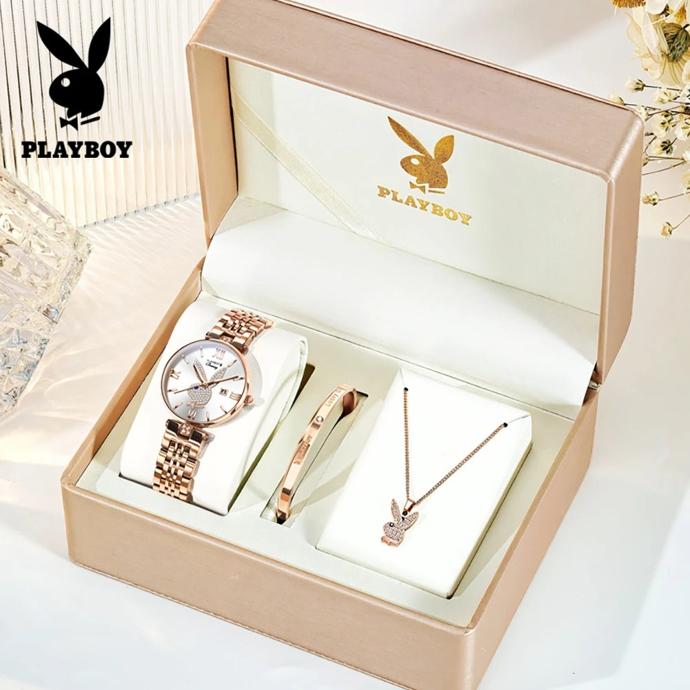 PLAYBOY 2054 Damklocka Set – elegant kvartsklocka