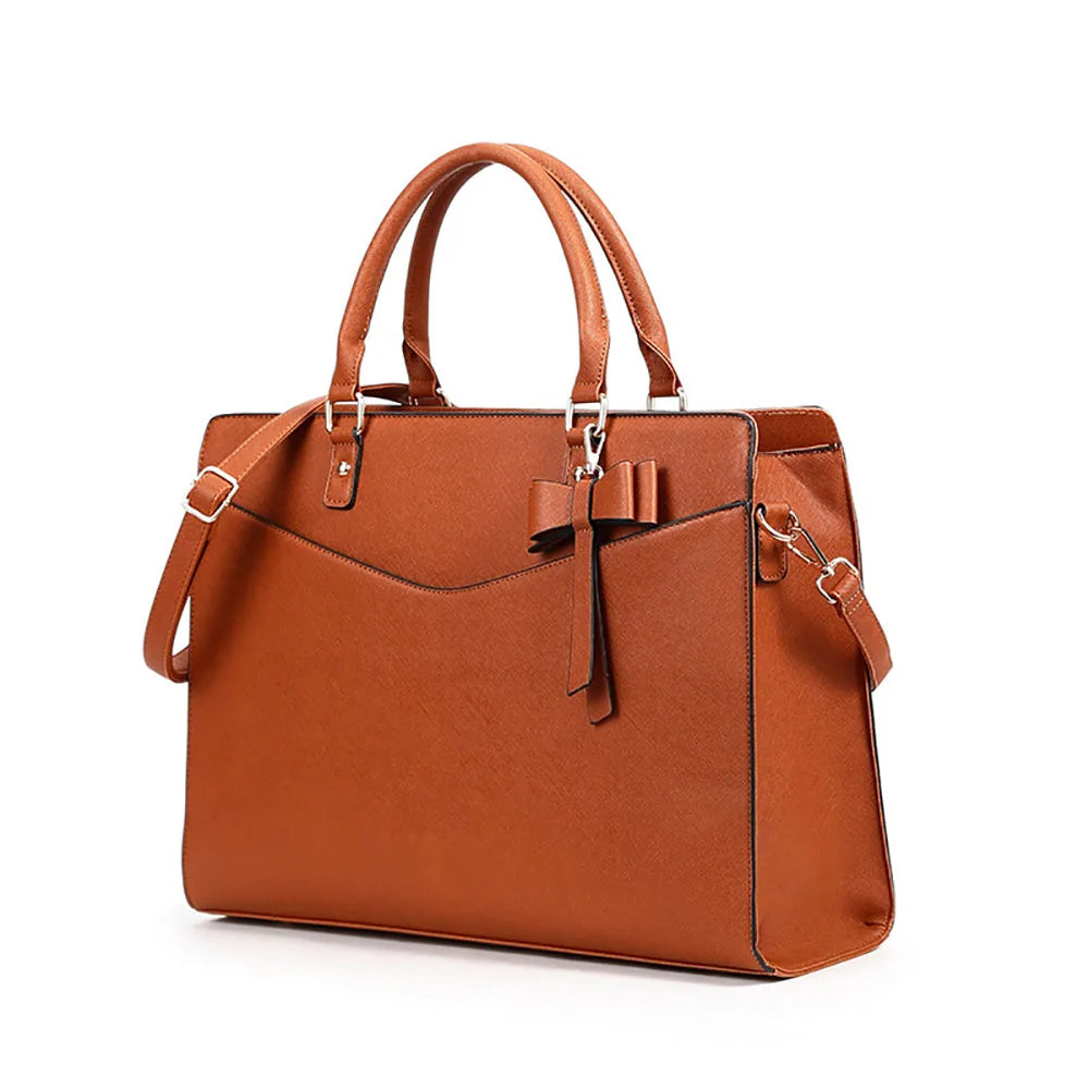 Laptop tote bag dam 15.6 tum – elegant arbetsväska i PU-läder