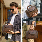 Necessär i äkta läder herr – vintage toiletry bag