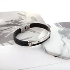 Läderarmband herr multilayer – svart armband i rostfritt stål