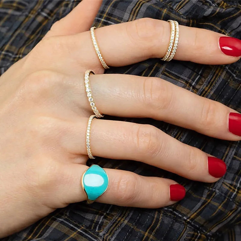 Zirkonring dam – Tunn stapelbar ring i 14K guldplätering