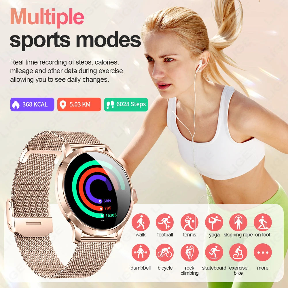 LIGE Dam Smartwatch 1.32” – AMOLED & pulsmätning