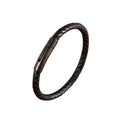 Flätat läderarmband i stål – unisex armband med geometrisk design