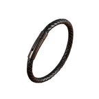Flätat läderarmband i stål – unisex armband med geometrisk design