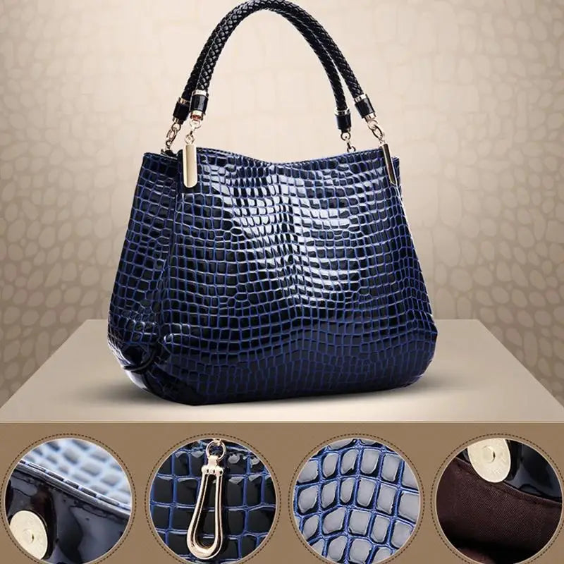 Damväska Croco Large Tote – rymlig handväska med krokodilprägling