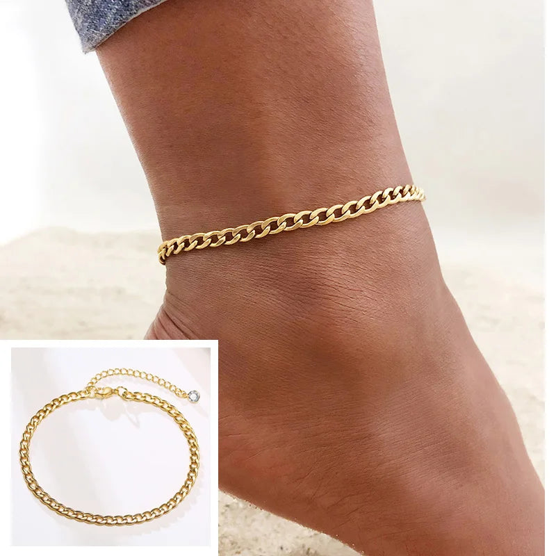 Fotlänk dam snake chain – rostfritt stål