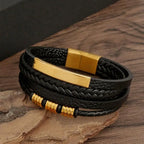 Handflätat läderarmband för män – Klassisk multilagerdesign med magnetlås