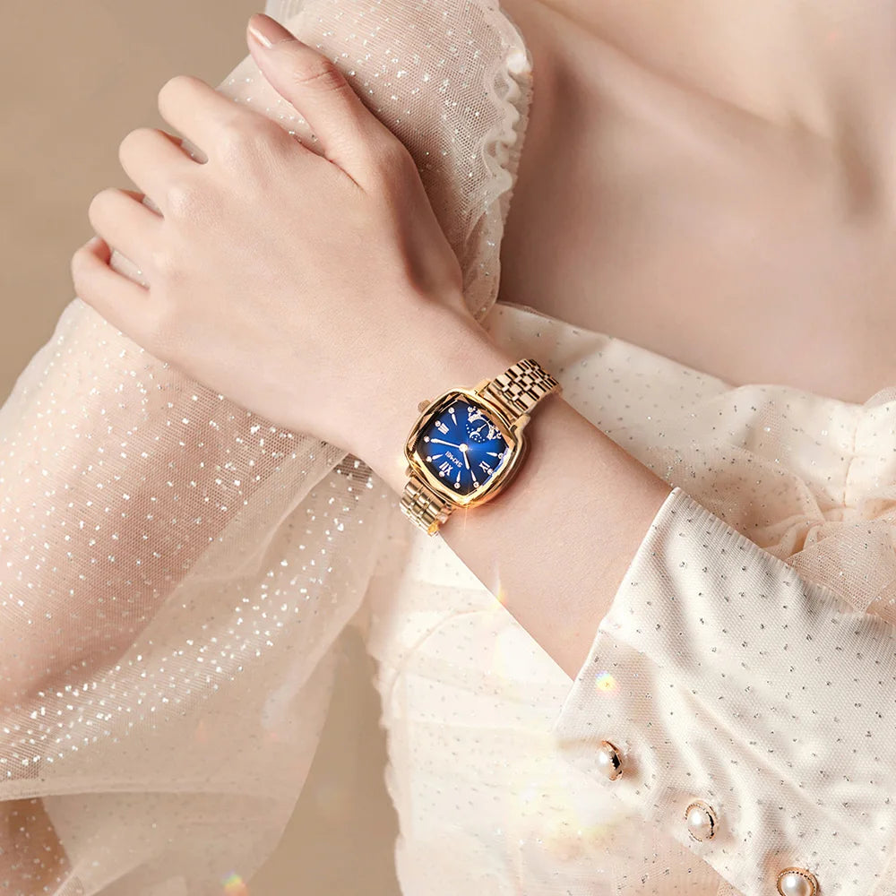 SKMEI Damklocka L7090 – Elegant fyrkantig klocka i rostfritt stål