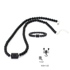 Stenpärlhalsband herr – svart onyx & stjärntecken
