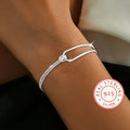 925 Sterling Silver Armband Dam – Minimalistiskt Geometriskt Armband