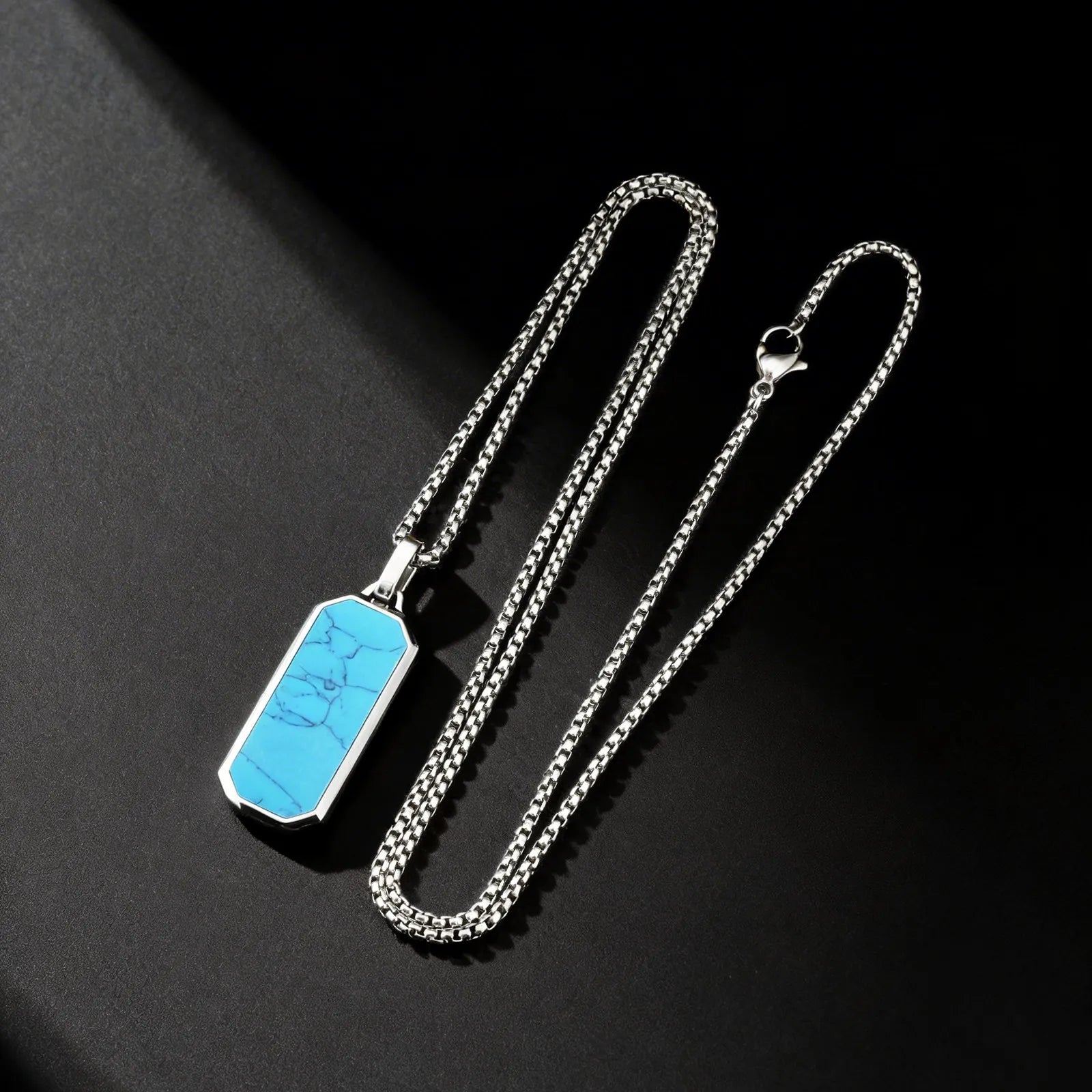 Halsband herr geometriskt hänge – stål halsband i silver/guld