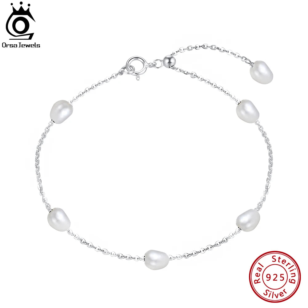 ORSA JEWELS pärlarmband dam – sötvattenspärlor & 925 sterlingsilver