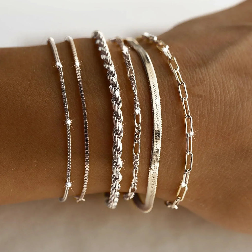 Armbandsset för dam – Trendigt smyckeset i silverstil
