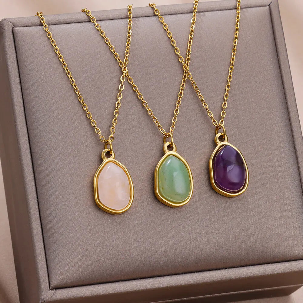 Halsband dam – halsband med healing crystal oregelbundna