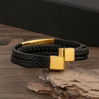 Handflätat läderarmband för män – Klassisk multilagerdesign med magnetlås