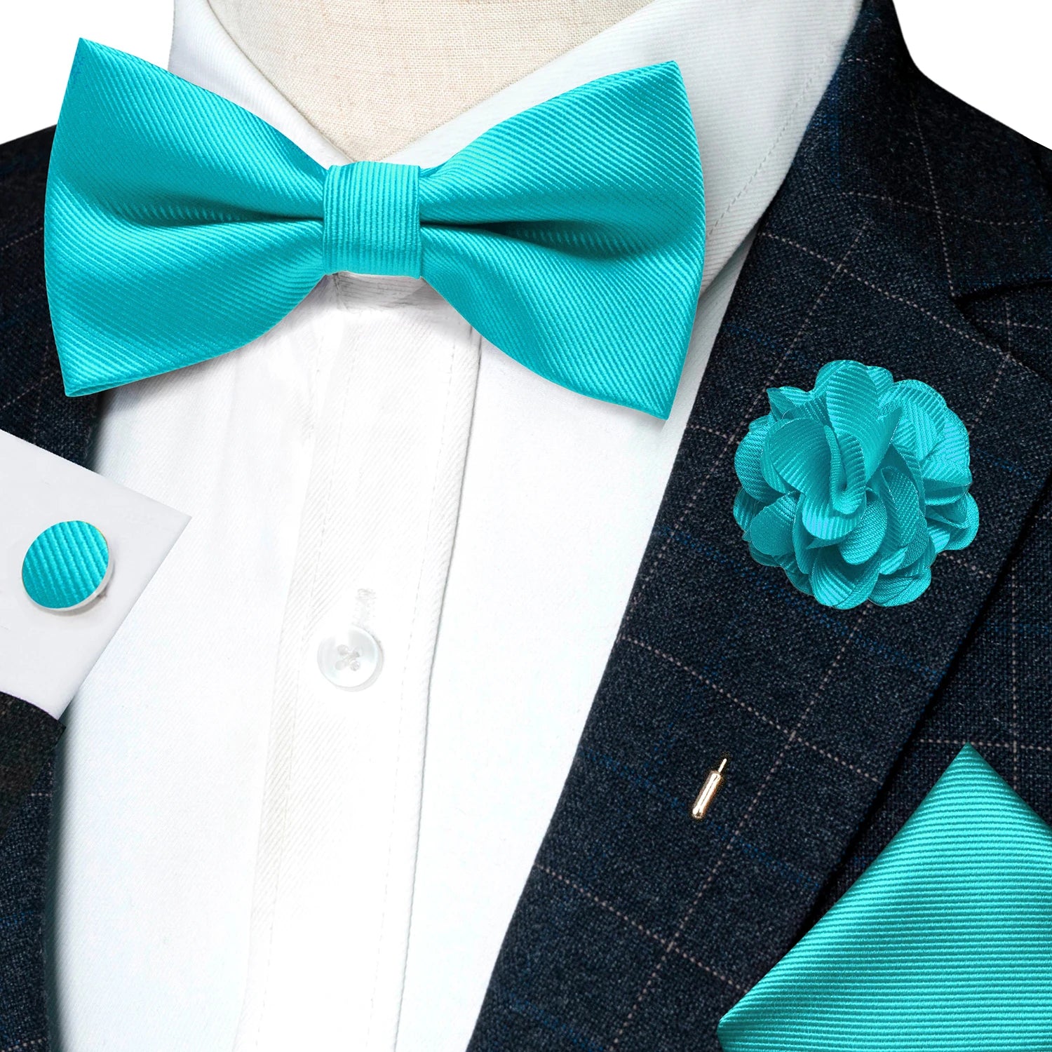 Herrset i siden - Slips, fluga, näsduk, slipsnål –  Finns i flera varianter