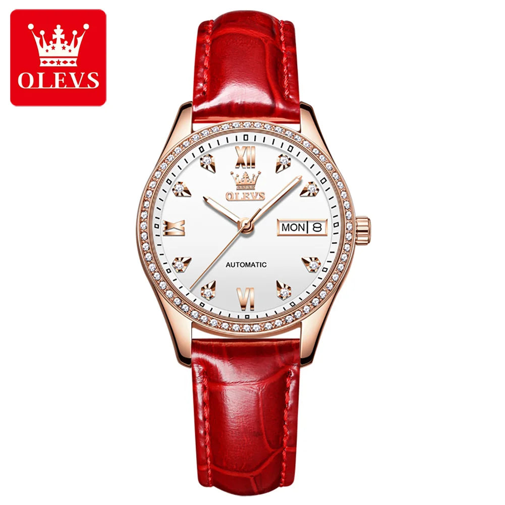 OLEVS 6637 Automatisk Damklocka – mekanisk klocka med keramiskt armband