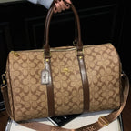 Weekendbag i PU med canvas-look – stor duffel för resa och gym