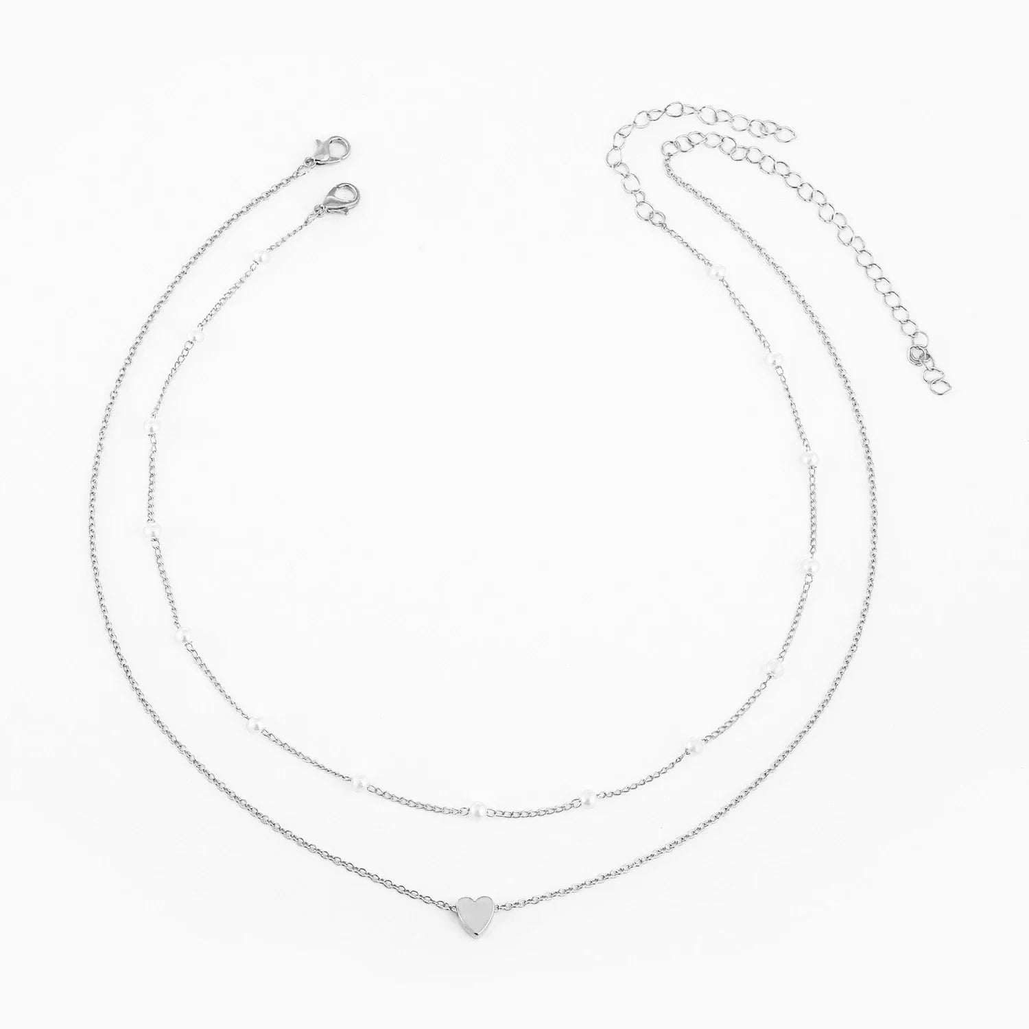 Halsband dam – flerlager halsband med hjärta i guldton