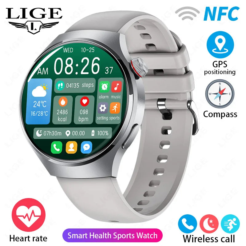 LIGE Smartwatch 360×360 – Bluetooth-samtal & hälsomätning