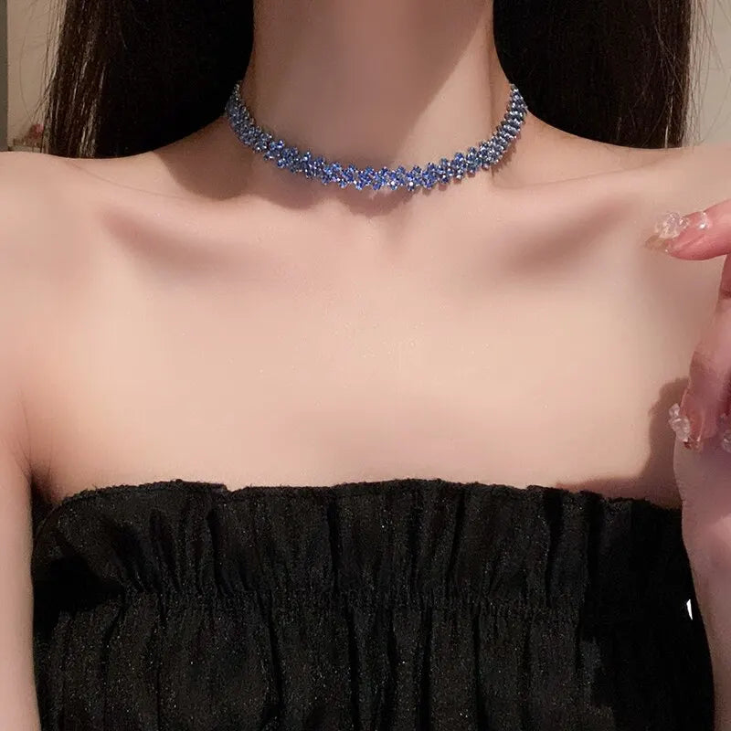 Halsband dam – choker med strass för fest