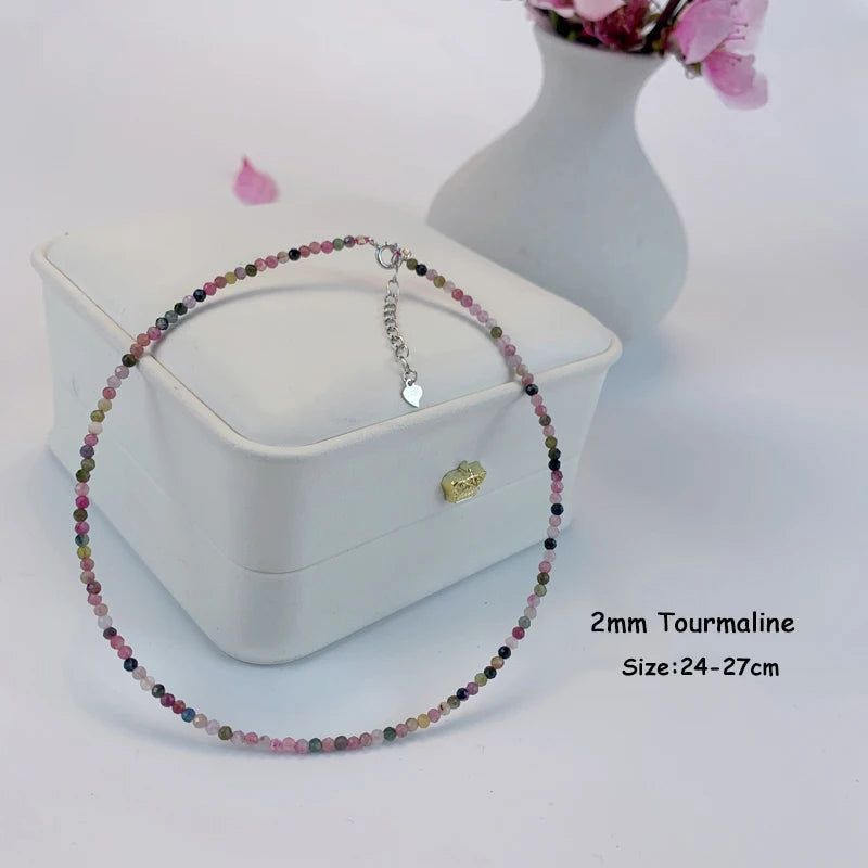 Fotlänk i 925 sterling silver med turmalin 24–27 cm
