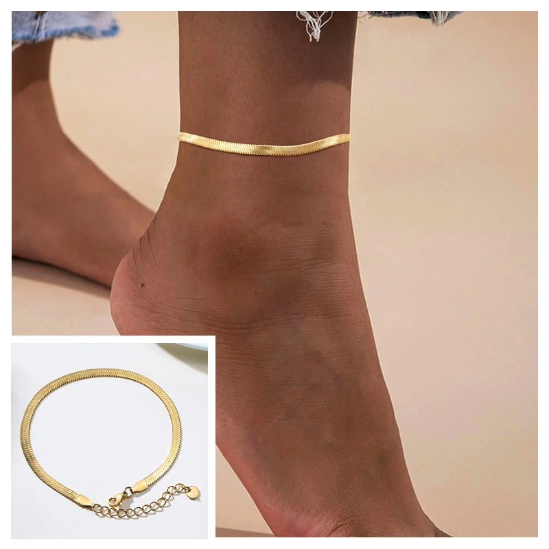 Fotlänk dam snake chain – rostfritt stål